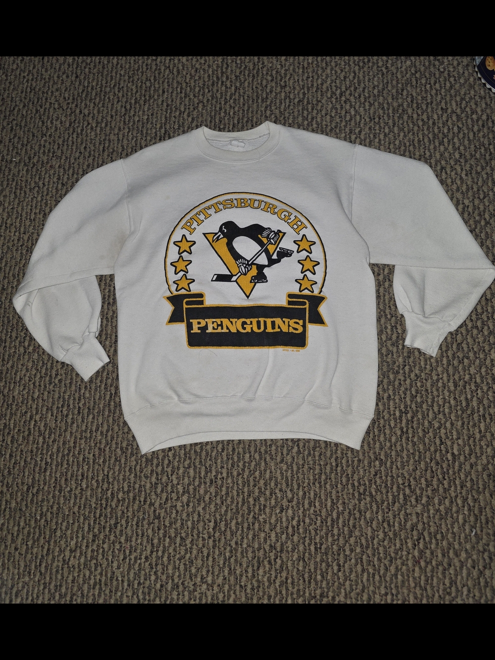 Vintage 1980's Pittsburgh Penguins White Crewneck Sweatshirt